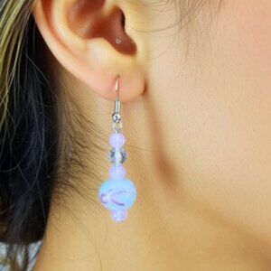 Breast Cancer Awareness Beaded Earrings with Swarovski crystals NWT (WJW025)